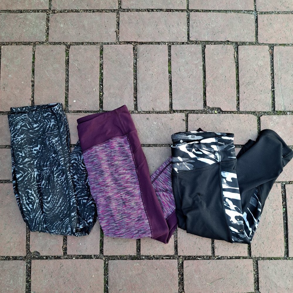 Lot Set 3‎ Athleta Crop Leggings XS Black Purple